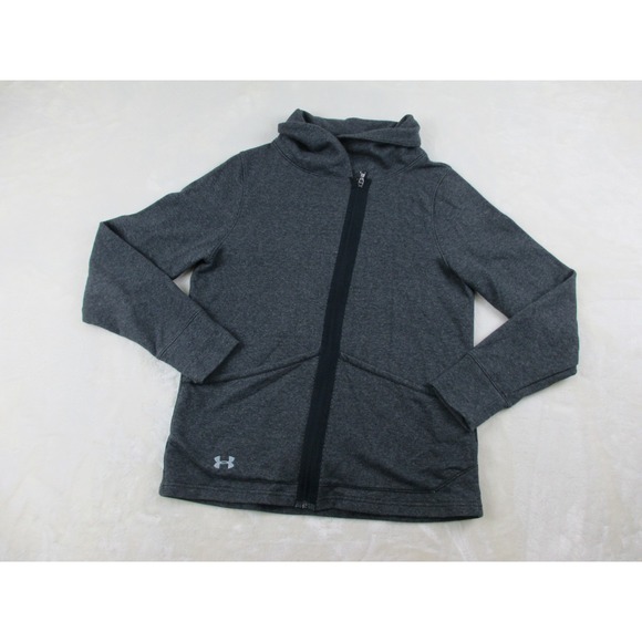 Under Armour Sweater Womens Medium Gray Logo Full Zip Loose Cold Gear Ladies - Picture 2 of 8